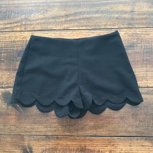 Black Scalloped Shorts